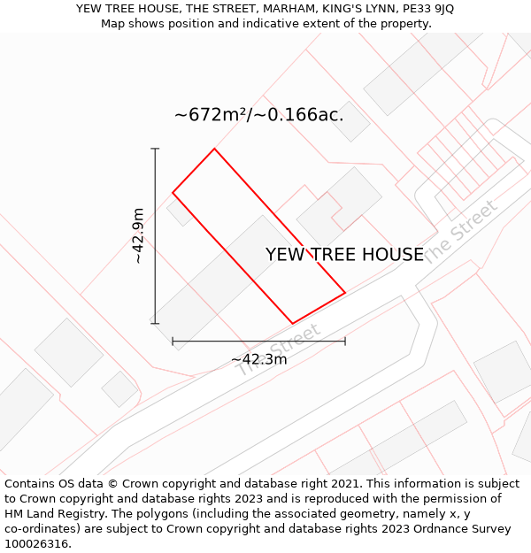 YEW TREE HOUSE, THE STREET, MARHAM, KING'S LYNN, PE33 9JQ: Plot and title map