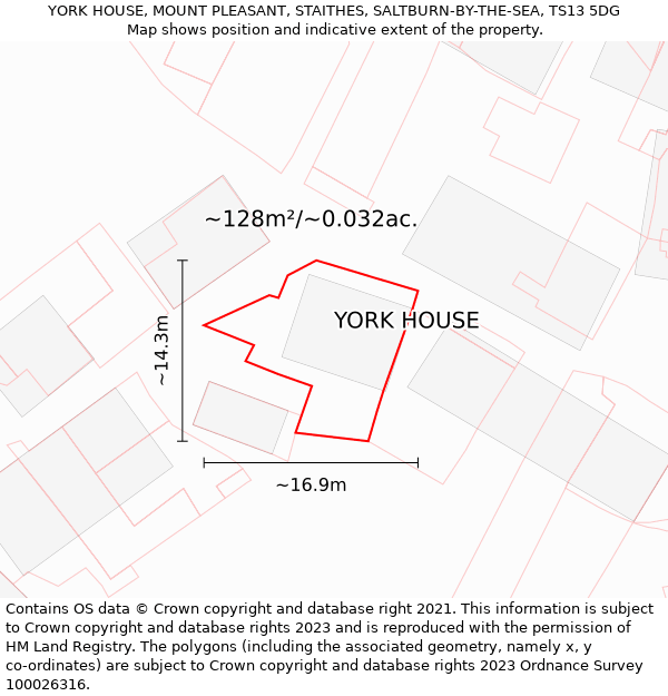 YORK HOUSE, MOUNT PLEASANT, STAITHES, SALTBURN-BY-THE-SEA, TS13 5DG: Plot and title map