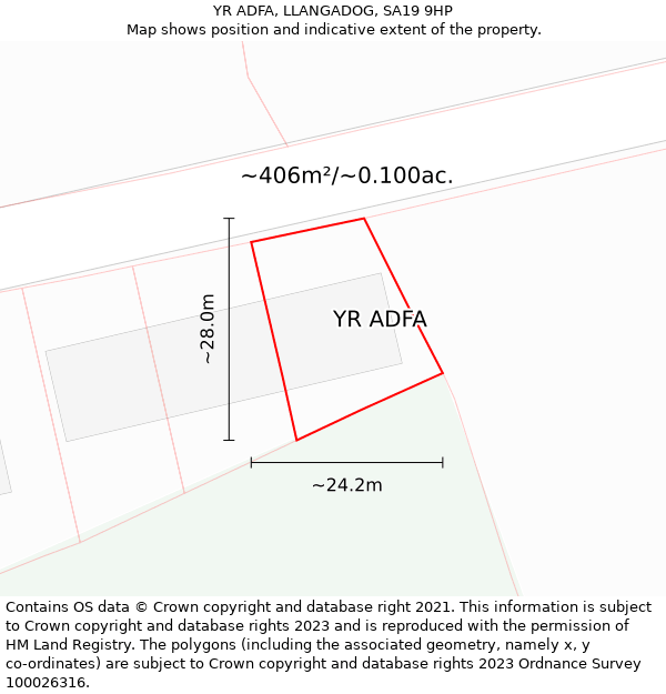 YR ADFA, LLANGADOG, SA19 9HP: Plot and title map