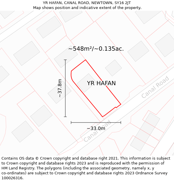 YR HAFAN, CANAL ROAD, NEWTOWN, SY16 2JT: Plot and title map