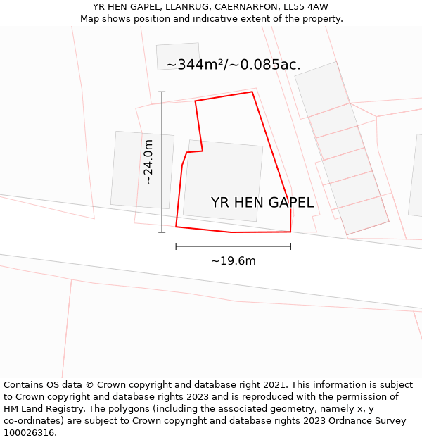 YR HEN GAPEL, LLANRUG, CAERNARFON, LL55 4AW: Plot and title map