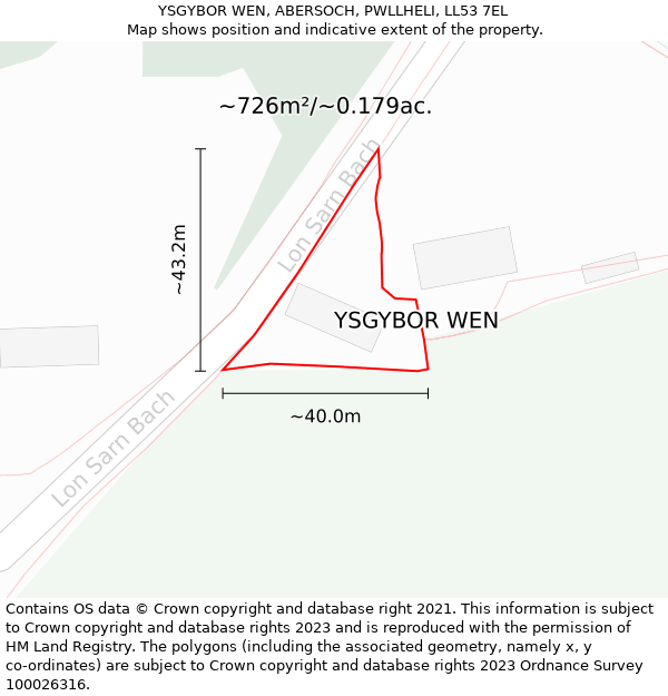 YSGYBOR WEN, ABERSOCH, PWLLHELI, LL53 7EL: Plot and title map