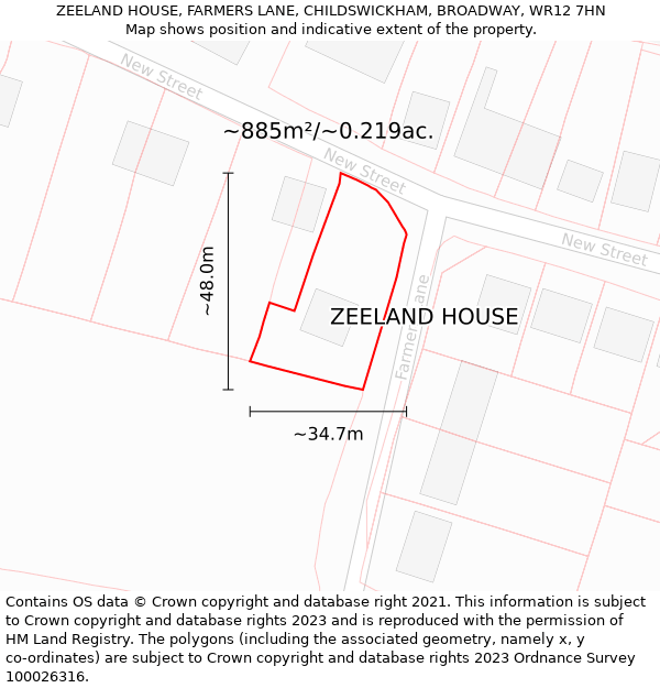 ZEELAND HOUSE, FARMERS LANE, CHILDSWICKHAM, BROADWAY, WR12 7HN: Plot and title map