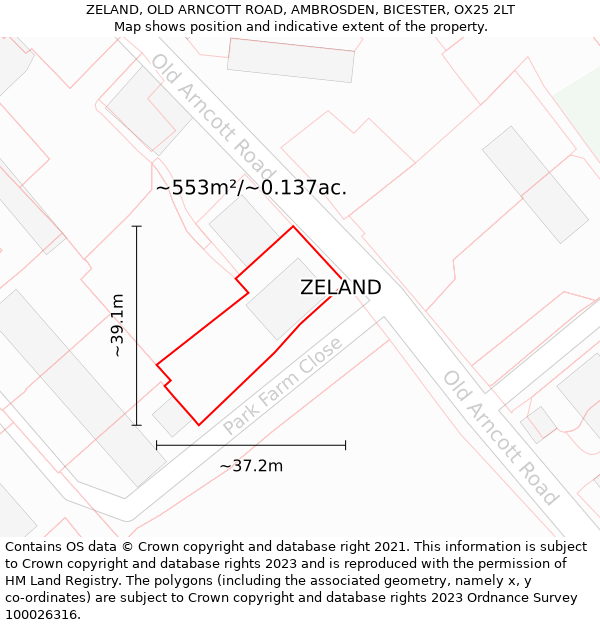 ZELAND, OLD ARNCOTT ROAD, AMBROSDEN, BICESTER, OX25 2LT: Plot and title map