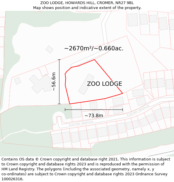 ZOO LODGE, HOWARDS HILL, CROMER, NR27 9BL: Plot and title map