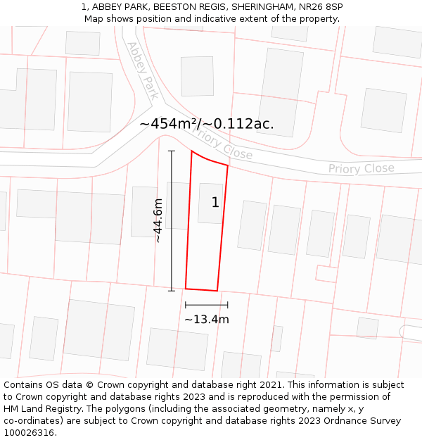 1, ABBEY PARK, BEESTON REGIS, SHERINGHAM, NR26 8SP: Plot and title map