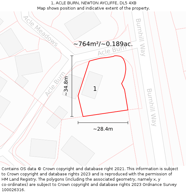 1, ACLE BURN, NEWTON AYCLIFFE, DL5 4XB: Plot and title map