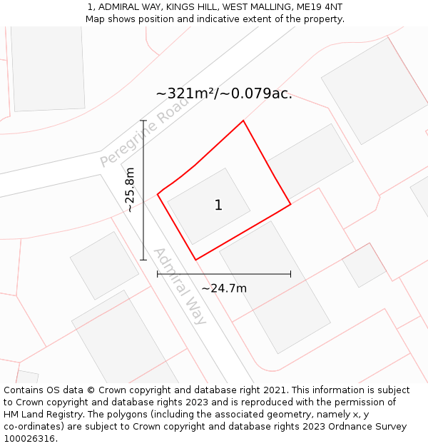 1, ADMIRAL WAY, KINGS HILL, WEST MALLING, ME19 4NT: Plot and title map