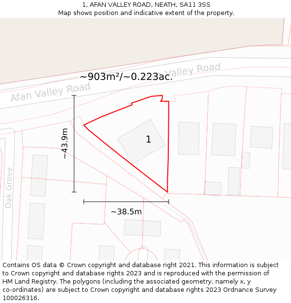 1, AFAN VALLEY ROAD, NEATH, SA11 3SS: Plot and title map