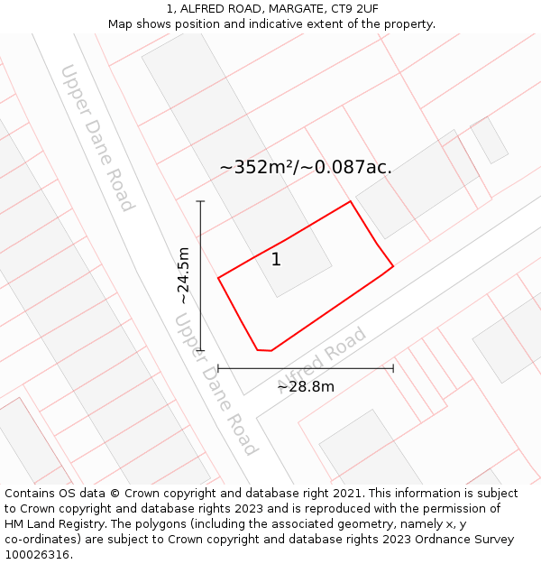 1, ALFRED ROAD, MARGATE, CT9 2UF: Plot and title map