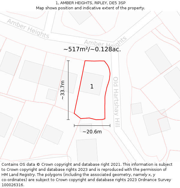 1, AMBER HEIGHTS, RIPLEY, DE5 3SP: Plot and title map