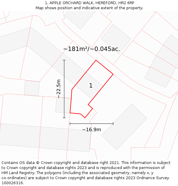 1, APPLE ORCHARD WALK, HEREFORD, HR2 6RP: Plot and title map