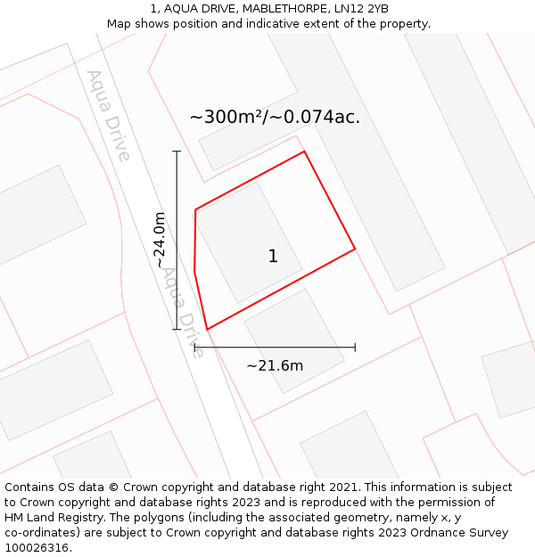 1, AQUA DRIVE, MABLETHORPE, LN12 2YB: Plot and title map