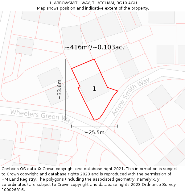 1, ARROWSMITH WAY, THATCHAM, RG19 4GU: Plot and title map