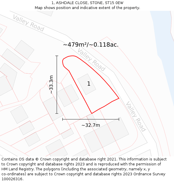 1, ASHDALE CLOSE, STONE, ST15 0EW: Plot and title map