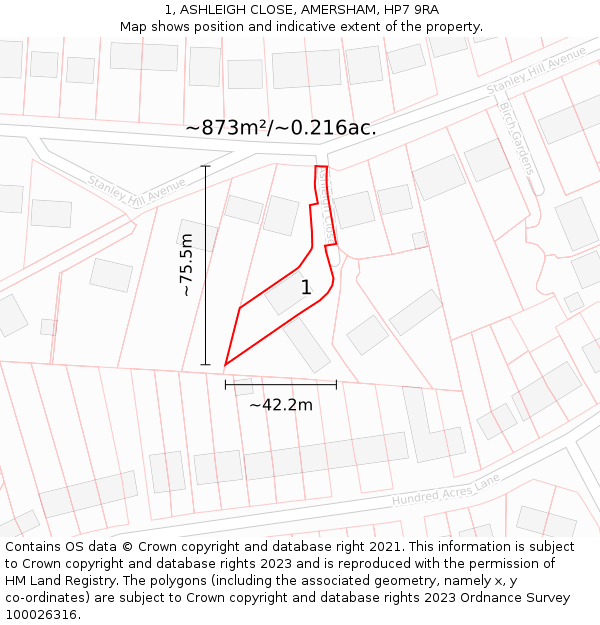 1, ASHLEIGH CLOSE, AMERSHAM, HP7 9RA: Plot and title map