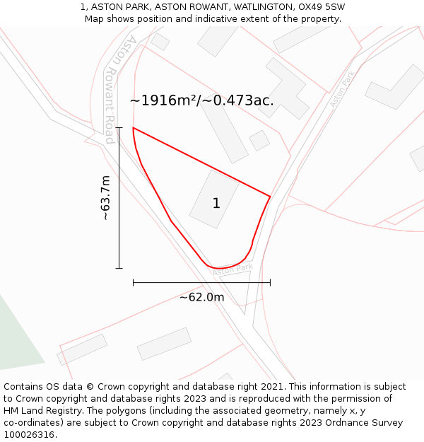 1, ASTON PARK, ASTON ROWANT, WATLINGTON, OX49 5SW: Plot and title map