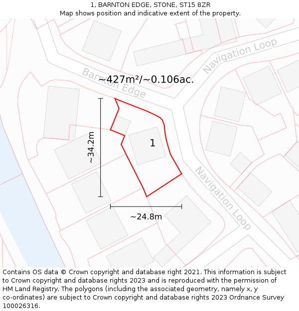 1, BARNTON EDGE, STONE, ST15 8ZR: Plot and title map