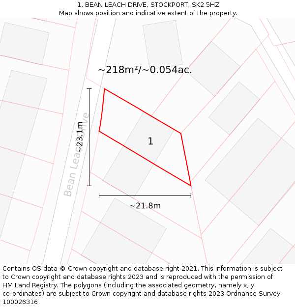1, BEAN LEACH DRIVE, STOCKPORT, SK2 5HZ: Plot and title map