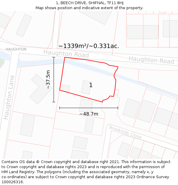 1, BEECH DRIVE, SHIFNAL, TF11 8HJ: Plot and title map