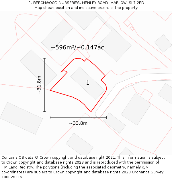 1, BEECHWOOD NURSERIES, HENLEY ROAD, MARLOW, SL7 2ED: Plot and title map