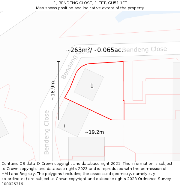 1, BENDENG CLOSE, FLEET, GU51 1ET: Plot and title map