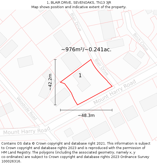 1, BLAIR DRIVE, SEVENOAKS, TN13 3JR: Plot and title map