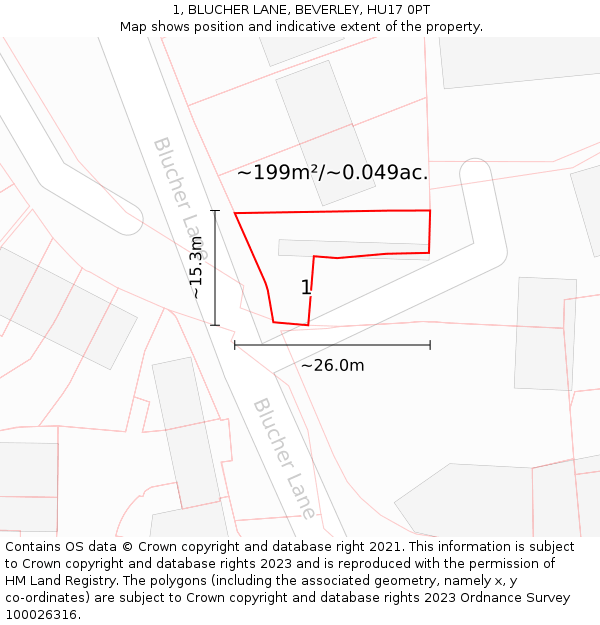 1, BLUCHER LANE, BEVERLEY, HU17 0PT: Plot and title map