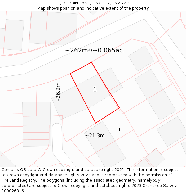 1, BOBBIN LANE, LINCOLN, LN2 4ZB: Plot and title map