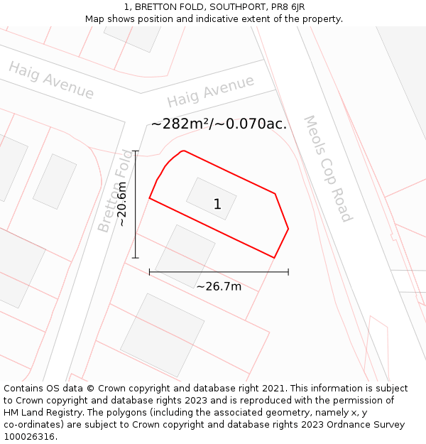 1, BRETTON FOLD, SOUTHPORT, PR8 6JR: Plot and title map