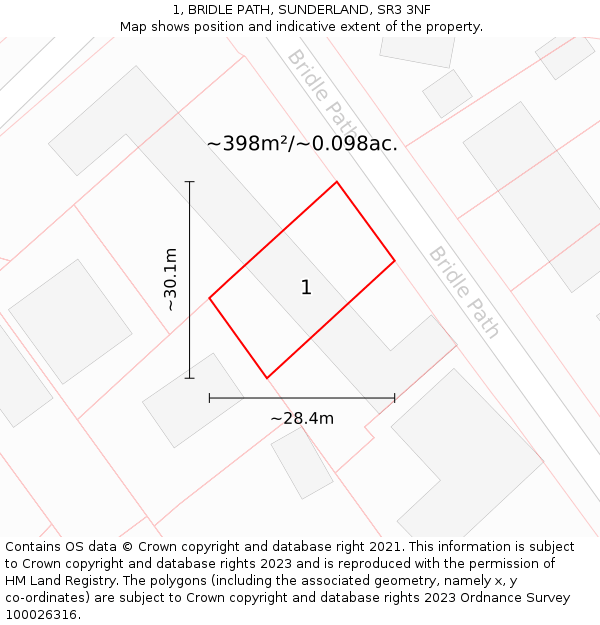 1, BRIDLE PATH, SUNDERLAND, SR3 3NF: Plot and title map