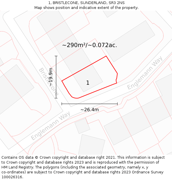 1, BRISTLECONE, SUNDERLAND, SR3 2NS: Plot and title map