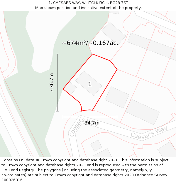 1, CAESARS WAY, WHITCHURCH, RG28 7ST: Plot and title map