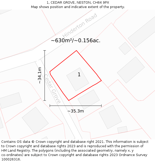 1, CEDAR GROVE, NESTON, CH64 9PX: Plot and title map