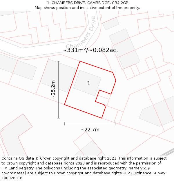 1, CHAMBERS DRIVE, CAMBRIDGE, CB4 2GP: Plot and title map