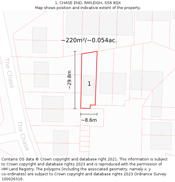 1, CHASE END, RAYLEIGH, SS6 8QX: Plot and title map