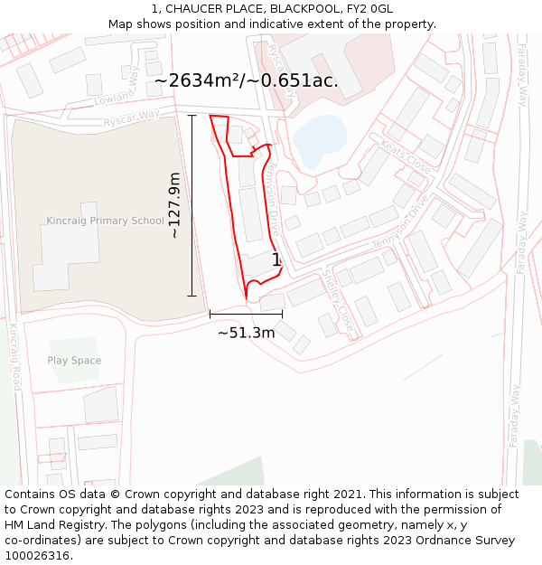 1, CHAUCER PLACE, BLACKPOOL, FY2 0GL: Plot and title map