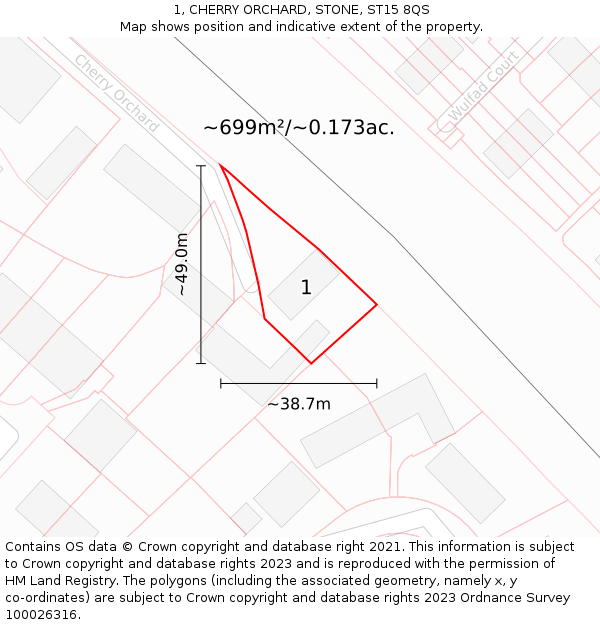 1, CHERRY ORCHARD, STONE, ST15 8QS: Plot and title map