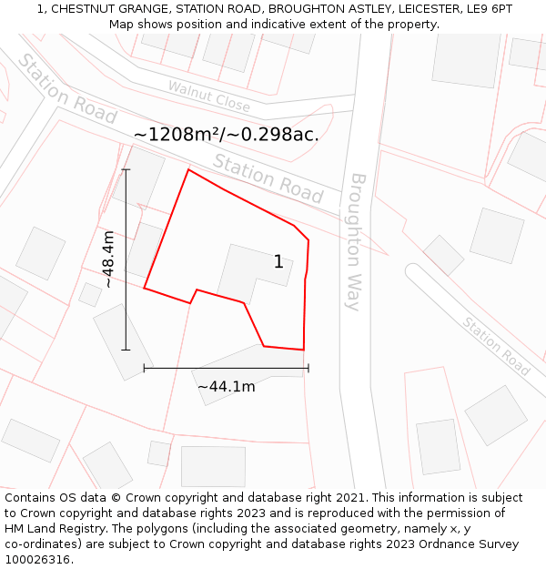 1, CHESTNUT GRANGE, STATION ROAD, BROUGHTON ASTLEY, LEICESTER, LE9 6PT: Plot and title map