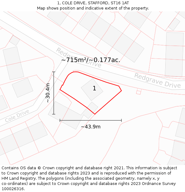 1, COLE DRIVE, STAFFORD, ST16 1AT: Plot and title map