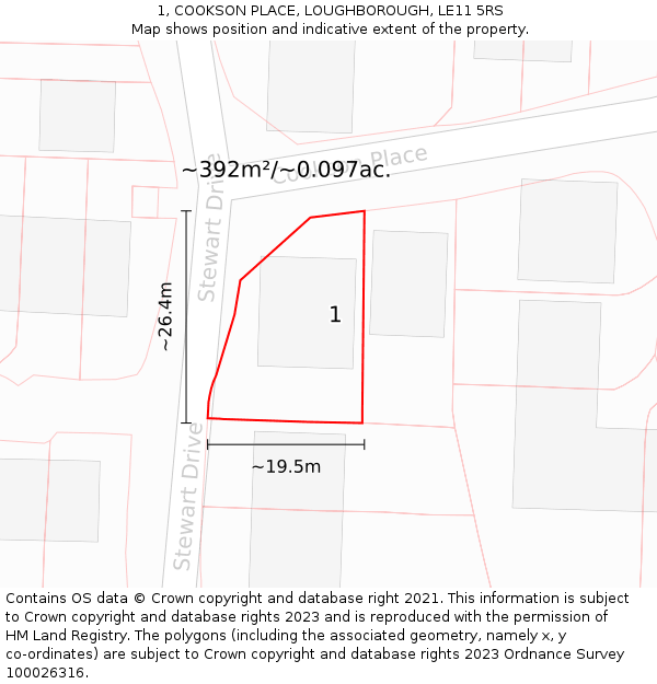 1, COOKSON PLACE, LOUGHBOROUGH, LE11 5RS: Plot and title map