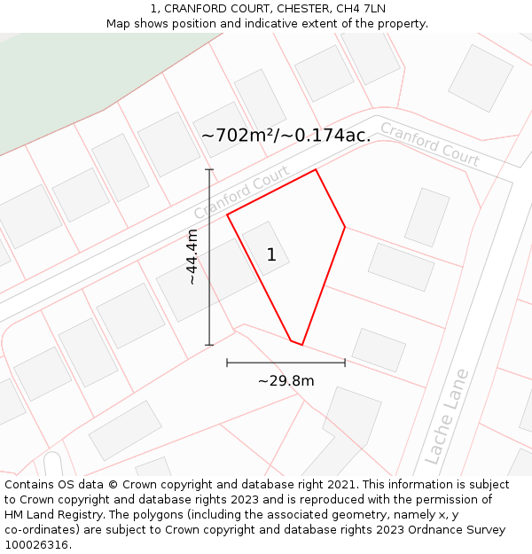 1, CRANFORD COURT, CHESTER, CH4 7LN: Plot and title map