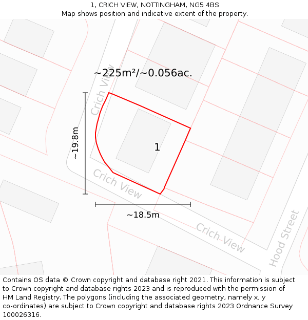 1, CRICH VIEW, NOTTINGHAM, NG5 4BS: Plot and title map