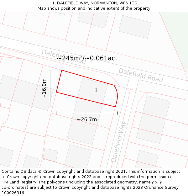 1, DALEFIELD WAY, NORMANTON, WF6 1BS: Plot and title map