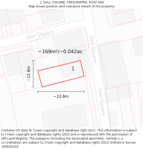 1, DALL SQUARE, FRESHWATER, PO40 9AR: Plot and title map
