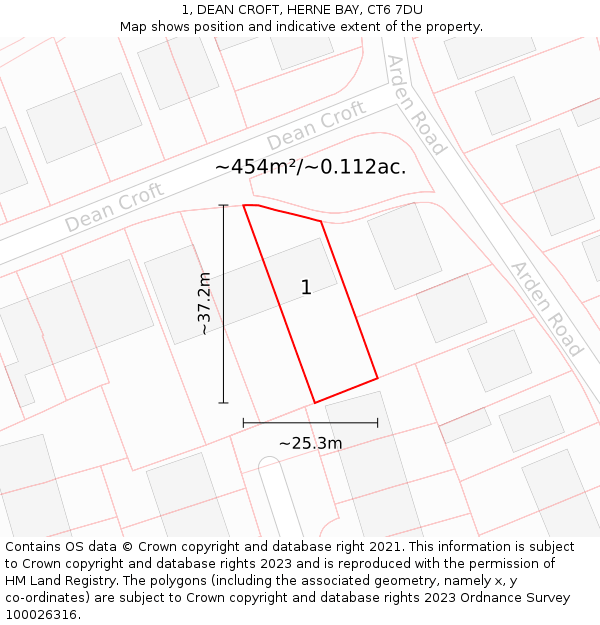 1, DEAN CROFT, HERNE BAY, CT6 7DU: Plot and title map