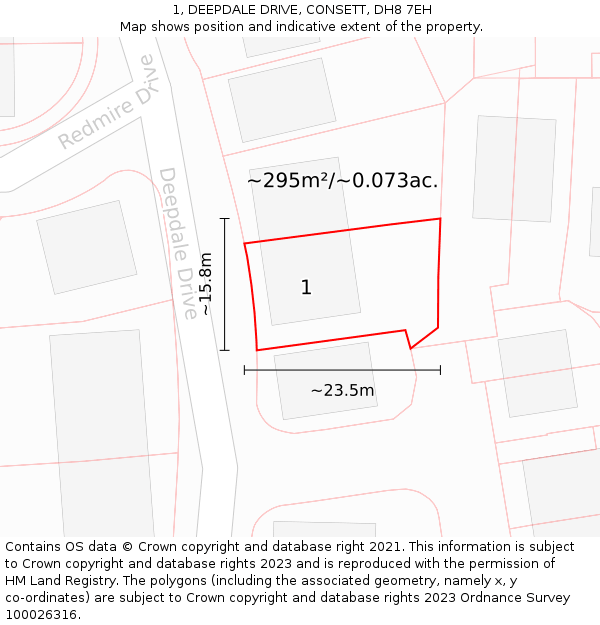 1, DEEPDALE DRIVE, CONSETT, DH8 7EH: Plot and title map