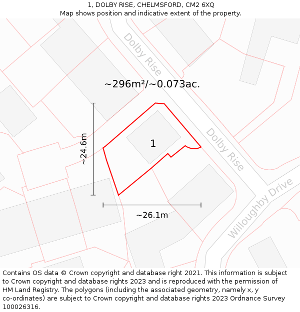 1, DOLBY RISE, CHELMSFORD, CM2 6XQ: Plot and title map