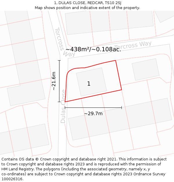 1, DULAS CLOSE, REDCAR, TS10 2SJ: Plot and title map