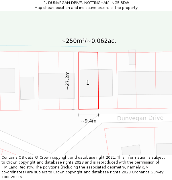 1, DUNVEGAN DRIVE, NOTTINGHAM, NG5 5DW: Plot and title map